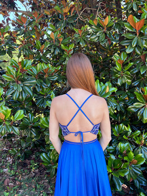 Rachel Allan 7209 Royal Blue Shimmer 2 Piece Dress