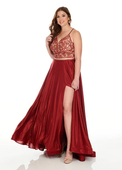 Rachel Allan 7235 Burgundy Shimmer 2 Piece Dress