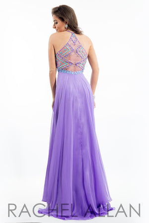 Rachel Allan 7239 Lilac Chiffon Halter Dress Rachel Allan 