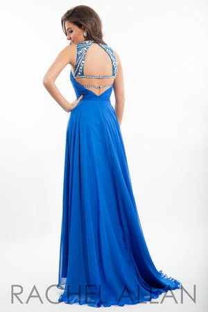 Rachel Allan 7259 Royal Blue Jeweled Neckline Dress Rachel Allan 