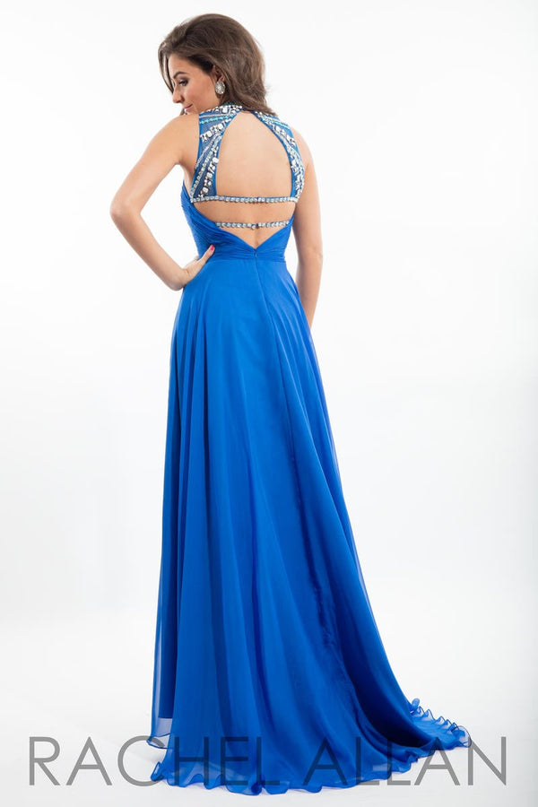 Rachel Allan 7259 Royal Blue Jeweled Neckline Dress Rachel Allan 
