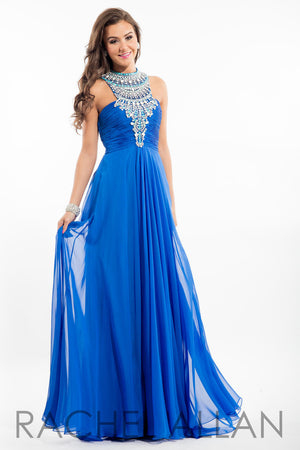 Rachel Allan 7259 Royal Blue Jeweled Neckline Dress Rachel Allan 