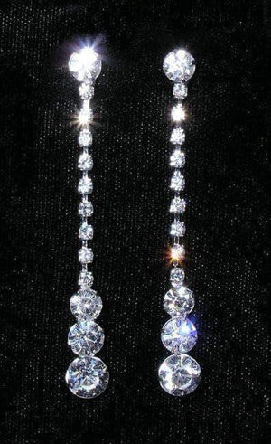 Graduated Raindrop Rhinestone Silver Earrings Rhinestone Jewelry 