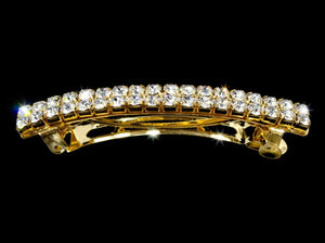 Crystal Rhinestone 2 Row Gold Barrette Rhinestone Jewelry 