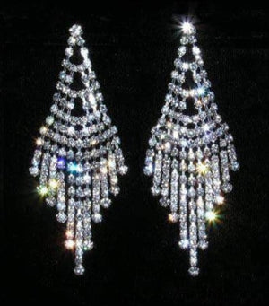 Chandelier Rhinestone Silver Earrings Rhinestone Jewelry Corp 