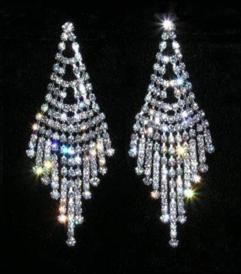 Chandelier Rhinestone Silver Earrings Rhinestone Jewelry Corp 