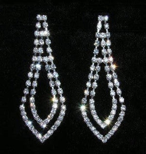 Double Drop Crystal Rhinestone Silver Earrings Rhinestone Jewelry 