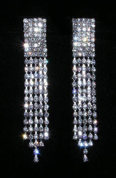 Clear Crystal Rhinestone Silver Fray Earrings