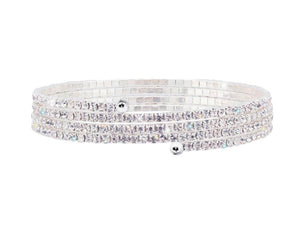 Fine Coil Wrap Silver Rhinestone Bracelet Rhinestone Jewelry 