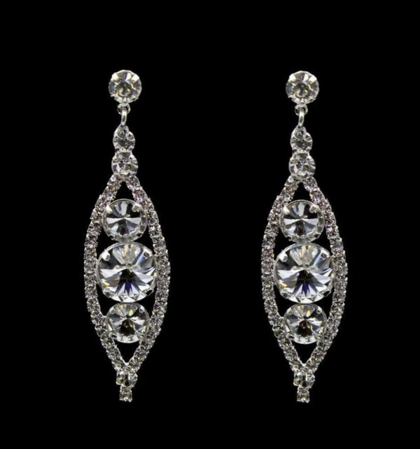 Rivoli Burst 2.5" Crystal Silver Drop Earrings