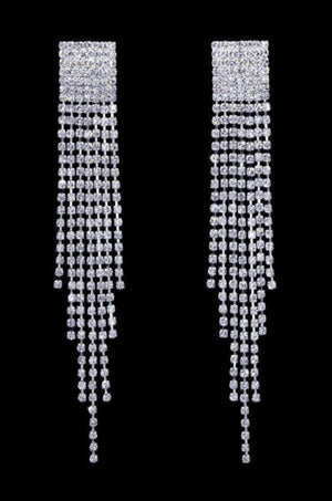 Flapper Fringe Crystal Rhinestone Silver Earrings Rhinestone Jewelry 