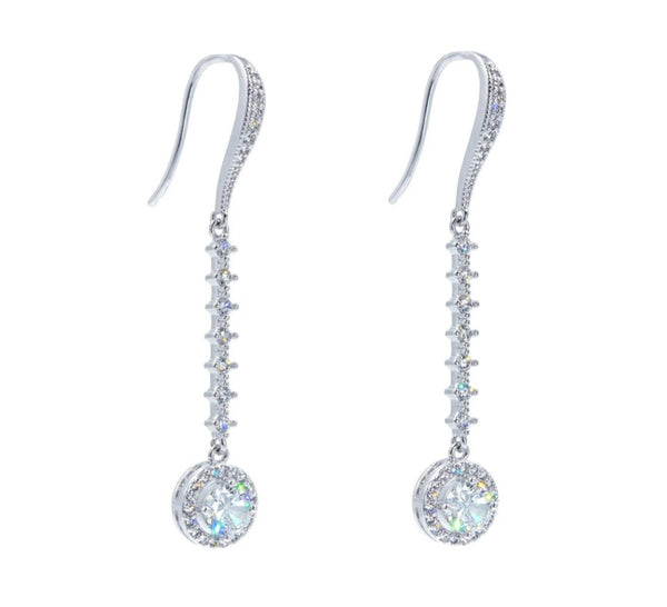 Cubic Zirconia Drop Fish Hook Earrings Rhinestone Jewelry 