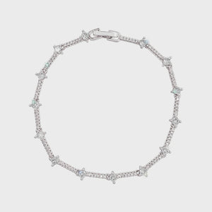 Diamond Link Cubic Zirconia Silver Bracelet Rhinestone Jewelry 
