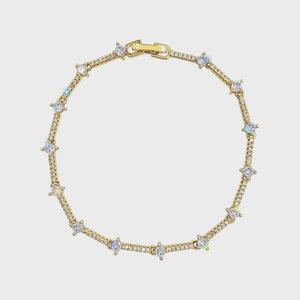 Diamond Link Cubic Zirconia Gold Bracelet Rhinestone Jewelry 
