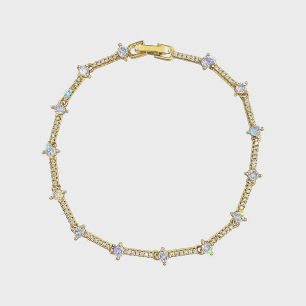 Diamond Link Cubic Zirconia Gold Bracelet Rhinestone Jewelry 