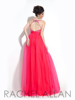 Rachel Allan 6955 Watermelon Illusion Tulle A-Line Dress Rachel Allan 