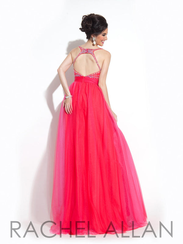 Rachel Allan 6955 Watermelon Illusion Tulle A-Line Dress Rachel Allan 