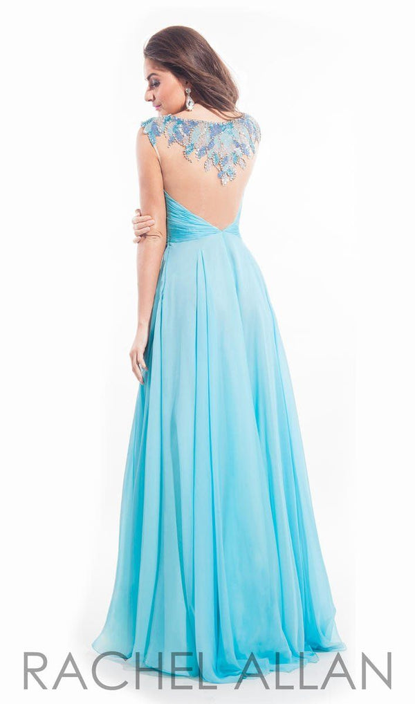Rachel Allan 2868 Soft Aqua Chiffon Dress Rachel Allan 