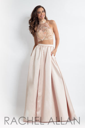 Rachel Allan 6014 Champagne 2 Piece Satin Dress Rachel Allan 