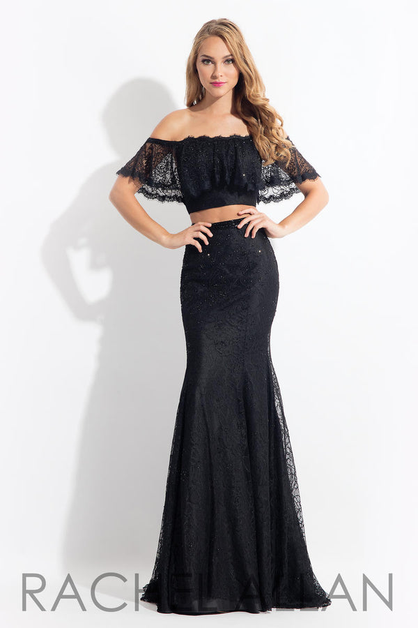 Rachel Allan 6188 Black Lace 2 Piece Dress Rachel Allan 