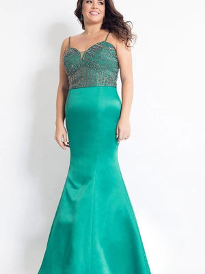 Rachel Allan 6303 Emerald Green Matte Satin Mermaid Dress Rachel Allan 