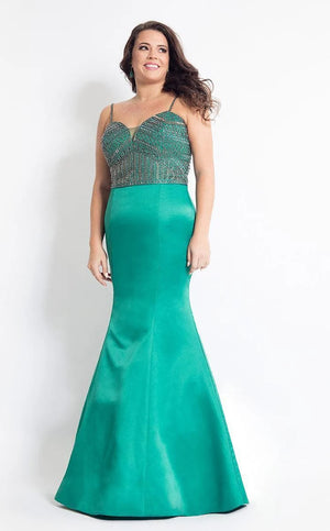 Rachel Allan 6303 Emerald Green Matte Satin Mermaid Dress Rachel Allan 