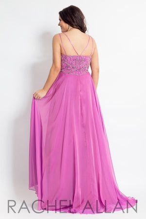Rachel Allan 6316 Magenta V-Neck Chiffon A-Line Dress Rachel Allan 