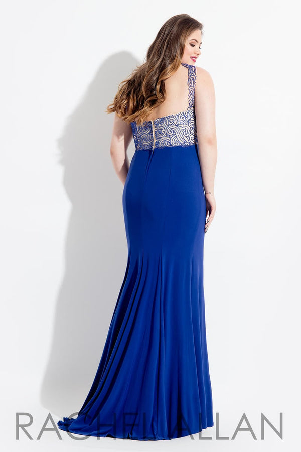 Rachel Allan 6330 Royal Blue Beaded Jersey Sheath Dress Rachel Allan 