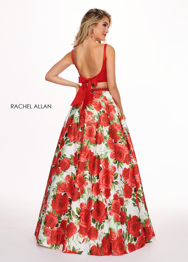 Rachel Allan 6589 Red Floral 2 Piece Ballgown Rachel Allan 