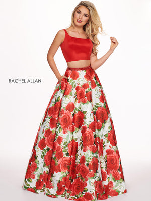 Rachel Allan 6589 Red Floral 2 Piece Ballgown Rachel Allan 