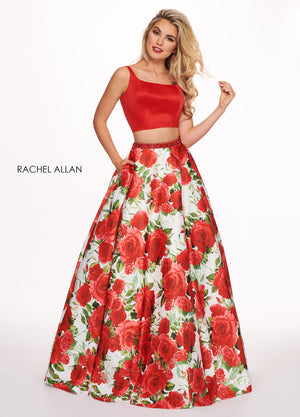 Rachel Allan 6589 Red Floral 2 Piece Ballgown Rachel Allan 