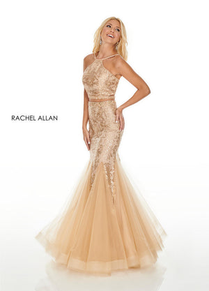 Rachel Allan 7057 Deep Champagne 2 Piece Mermaid Dress Rachel Allan 