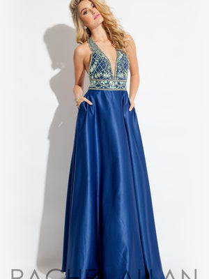 Rachel Allan 7208 Navy Blue Slim A-Line Dress Rachel Allan 