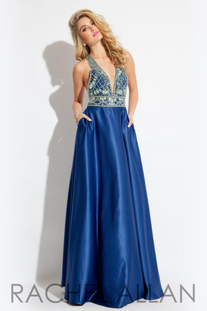 Rachel Allan 7208 Navy Blue Slim A-Line Dress Rachel Allan 
