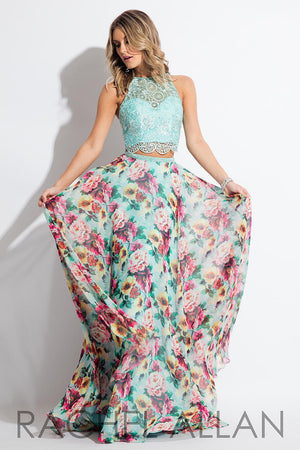 Rachel Allan 7650 Mint Floral 2 Piece Dress Rachel Allan 