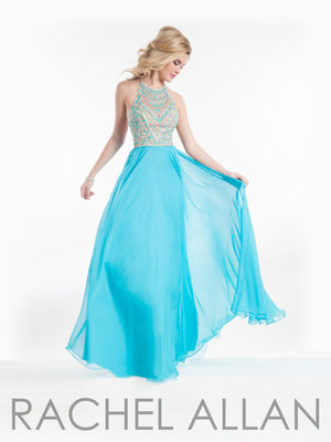 Rachel Allan 9010 Aqua Chiffon Dress Rachel Allan 