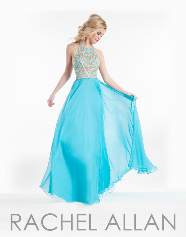 Rachel Allan 9010 Aqua Chiffon Dress Rachel Allan 