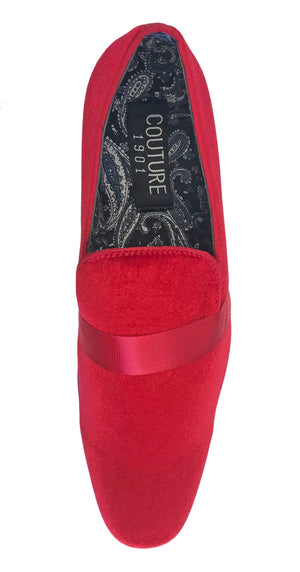 New Men's Red Velvet Fashion Shoes Couture 1910 