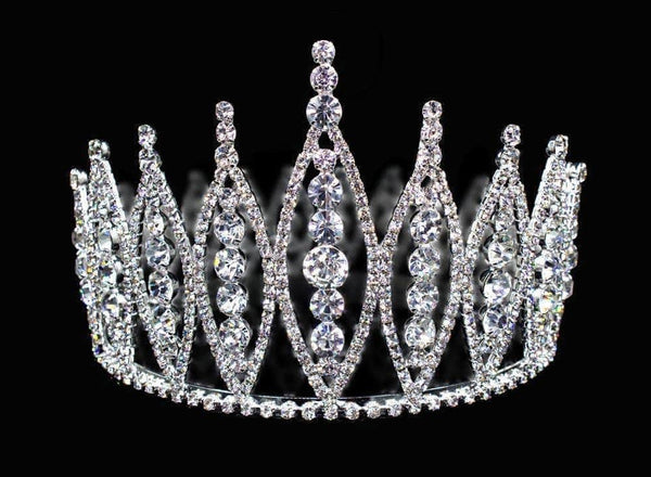 Rivoli Burst 3.5" Full Crystal Rhinestone Silver Crown