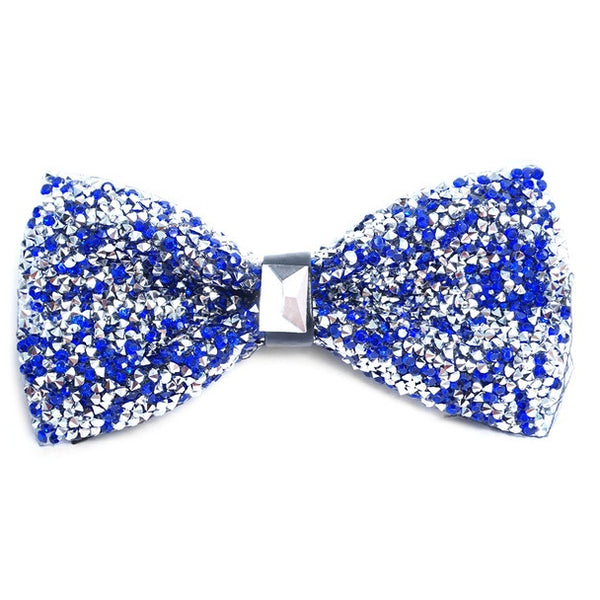 Royal Blue Sparkling Crystal Bow Tie