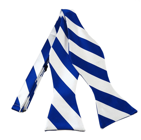 Royal Blue and White Stripe Self Tie Bow Tie
