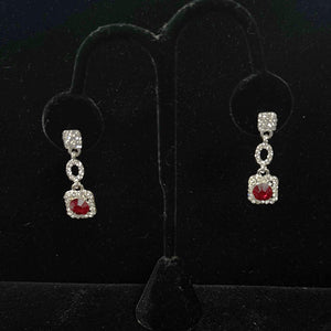 Rhinestone Dainty Square Drop Earrings Cristal D'Or 