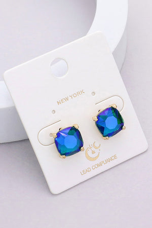 Cushion Square Stone Stud Earrings Fashion Jewelry 