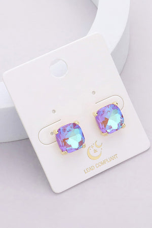 Cushion Square Stone Stud Earrings Fashion Jewelry 