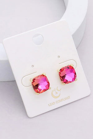 Cushion Square Stone Stud Earrings Fashion Jewelry 