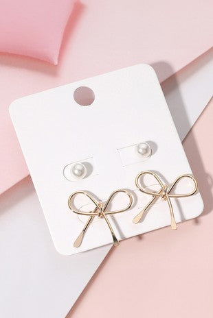 Pearl & Wire Knot Bow Earrings Boutique on Millstone 