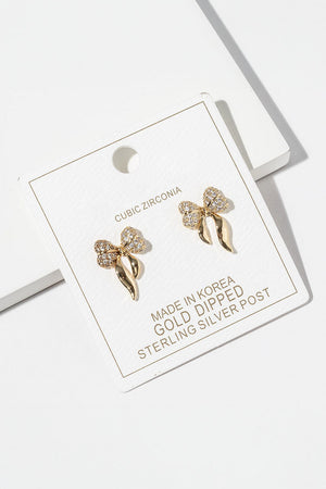 CZ Stone Paved Bow Stud Earrings Boutique on Millstone 