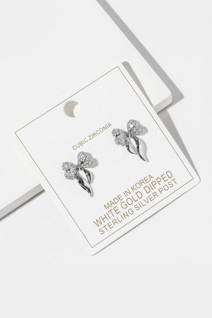 CZ Stone Paved Bow Stud Earrings Boutique on Millstone 