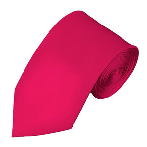 New Men's Satin Fuchsia Self Tie Slim Long Tie - Formalwear Outlet