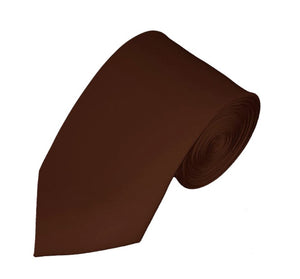 New Brown Satin Self Tie Slim Long Tie Manzini Neckwear 